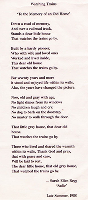Sadie Begg's Poem
