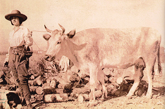 Bessie Conrod with Cow