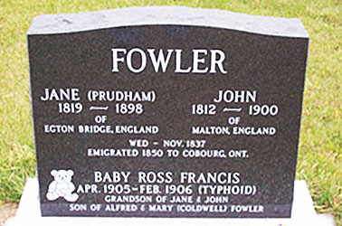 Jane and John Fowler gravemarker