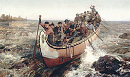 Voyageurs in Canoe