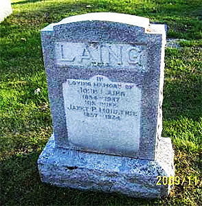 Gravestone for John Cook Laing