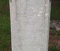 Sutherland Tombstone:  Ida, Bella and Samuel