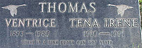 Ventrice & Tena Gravestone