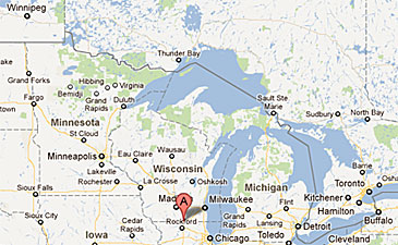Location of Beloit, Wisconsin