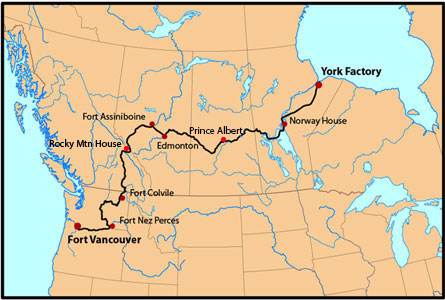 HBC trade route from York Factory to the Pacific