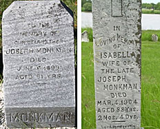 Gravestones of Isabella & Joseph Monkman