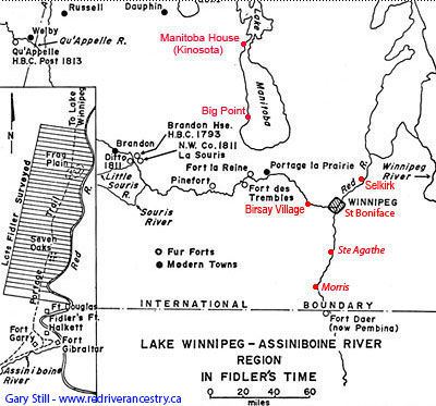 Assiniboine River region in Peter Fidler's Time