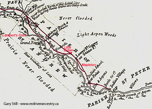Mapleton on Hind's Map of 1857