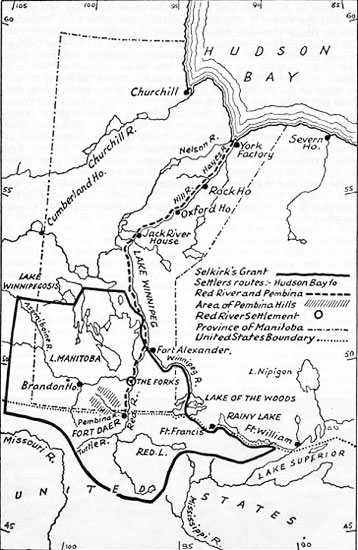 Selkirk Settler route from Hudson Bay to Red River